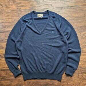 Vintage 80s Navy Christian Dior Acrylic V-Neck Sweater Size Large
